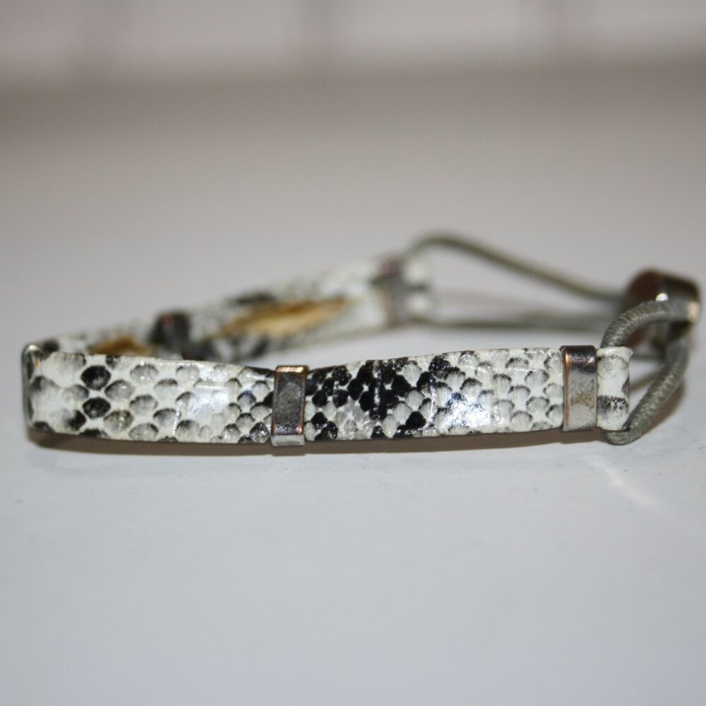 Beautiful snakeskin and silver bracelet by Kitsch 7"